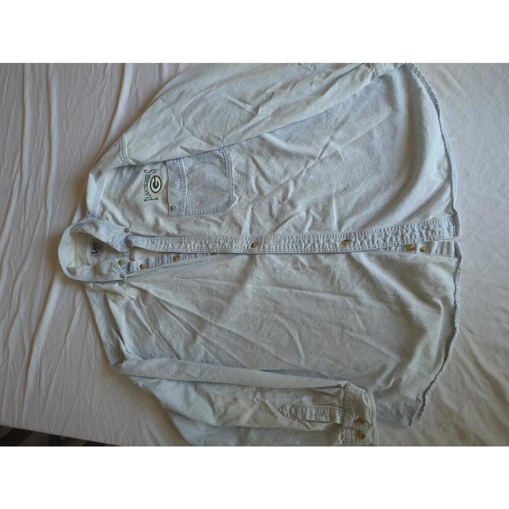 Vintage Lee Sport Green Bay Packers Embroidered Denim Shirt 2XL See Desc